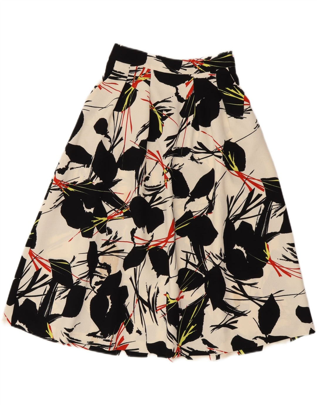 WAREHOUSE Womens A-Line Skirt UK 6 XS W25  Off White Floral Polyester