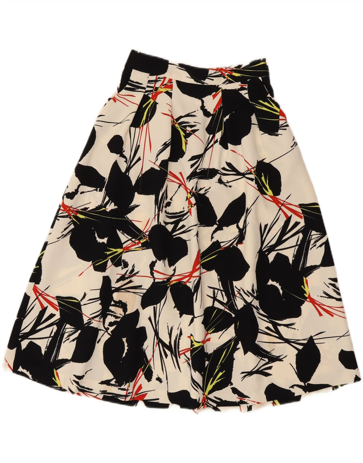WAREHOUSE Womens A-Line Skirt UK 6 XS W25  Off White Floral Polyester
