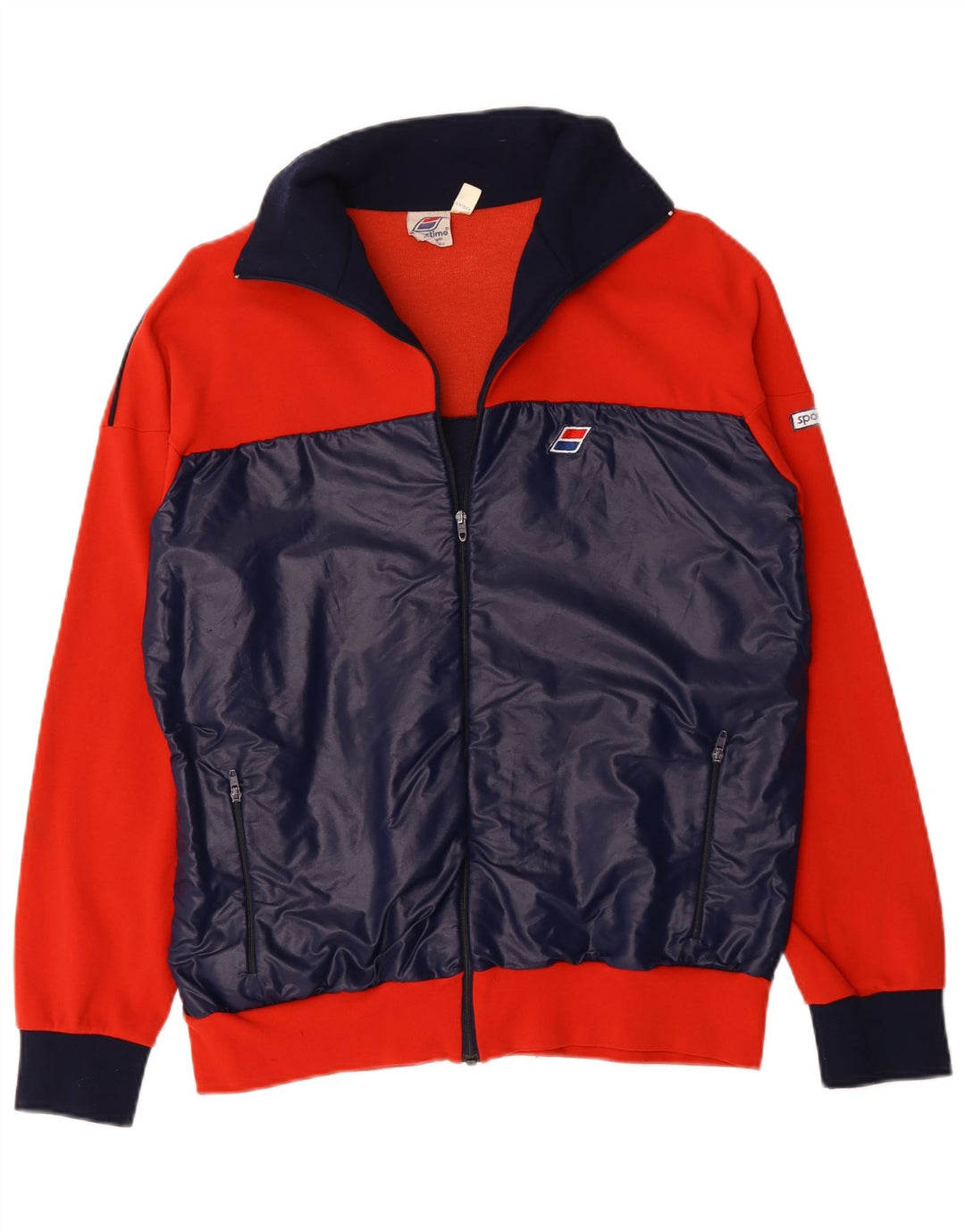 VINTAGE Mens Tracksuit Top Jacket UK 40 Medium Red Colourblock Polyamide