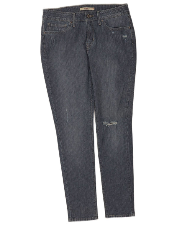 Levi's Womens 711 Distressed Skinny Jeans W30 L29 Blue Striped Cotton