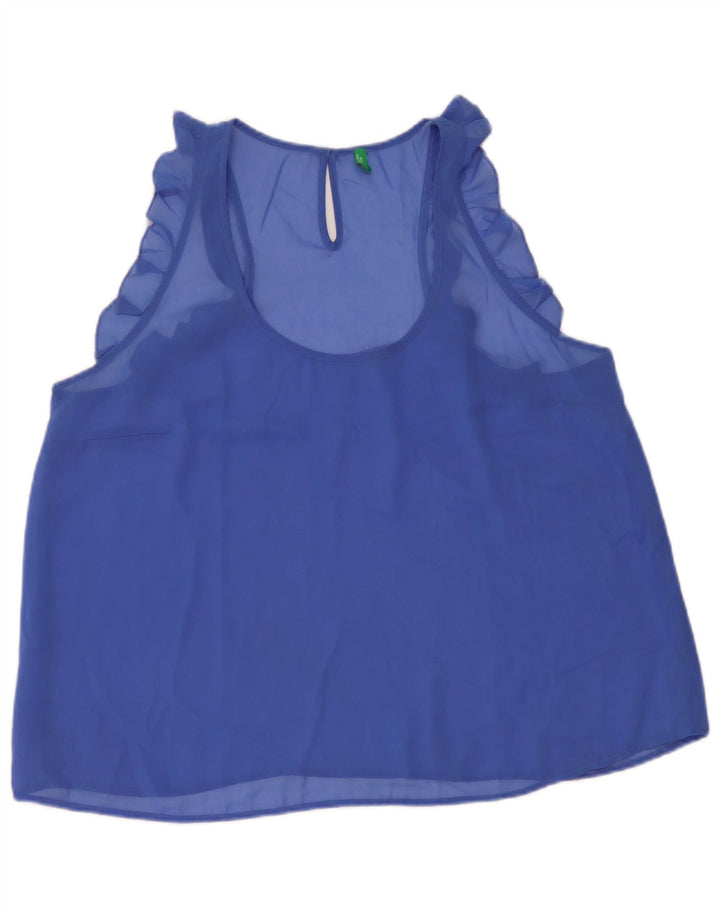 Benetton Womens Sleeveless Blouse Top UK 16 Large Blue