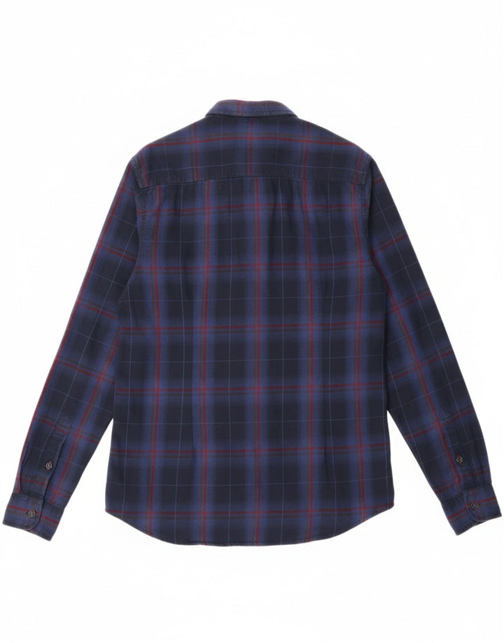 US POLO ASSN Mens Flannel Shirt Medium Navy Blue Check Cotton