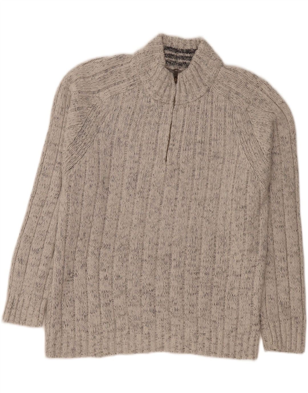 Marks & Spencer Mens Zip Neck Jumper Sweater Large Grey Flecked Acrylic