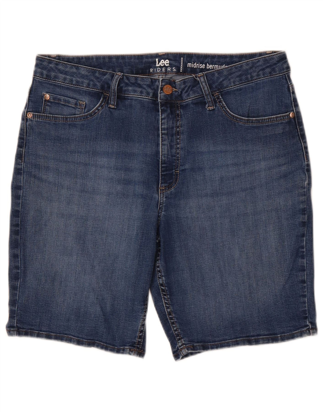 LEE Womens Riders Mid Rise Bermuda Denim Shorts W32 Medium Blue