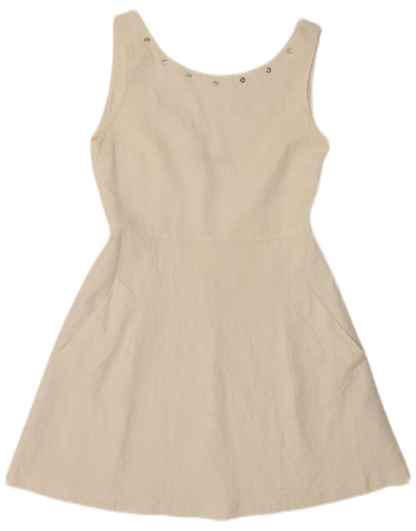 Zara Womens Sleeveless A-Line Dress UK 12 Medium White Viscose