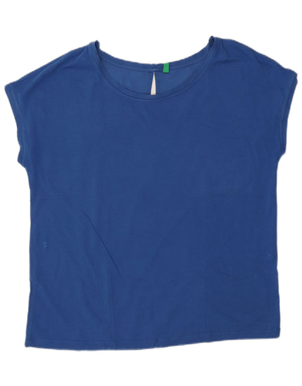 Benetton Womens Blouse Top UK 16 Large Blue