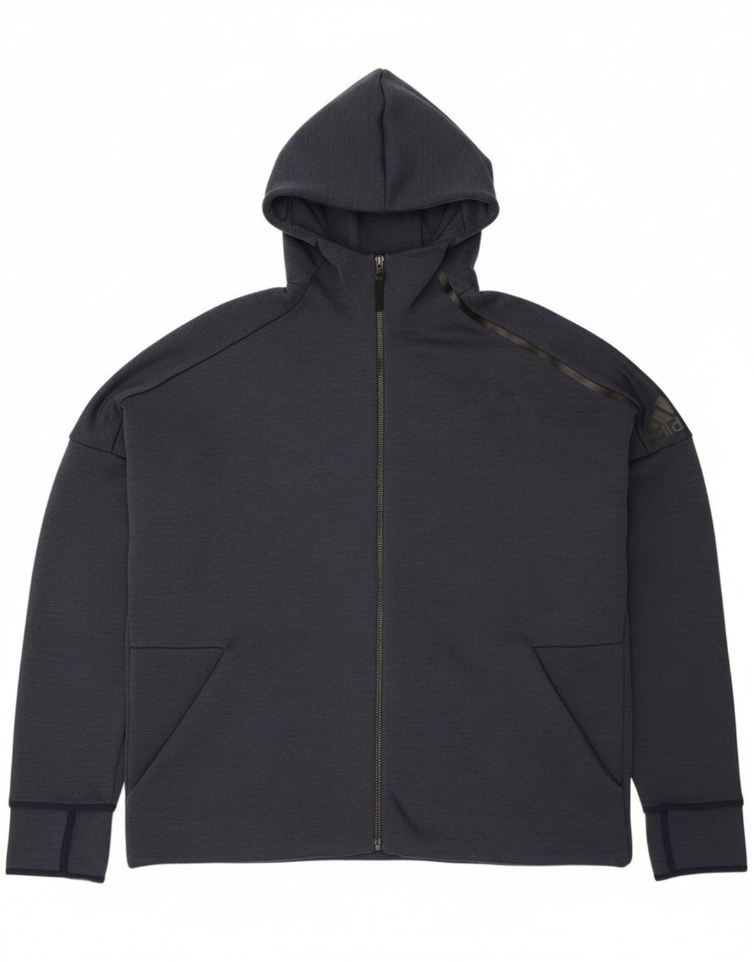 Adidas Mens Zip Hoodie Sweater 2XL Navy Blue Polyester