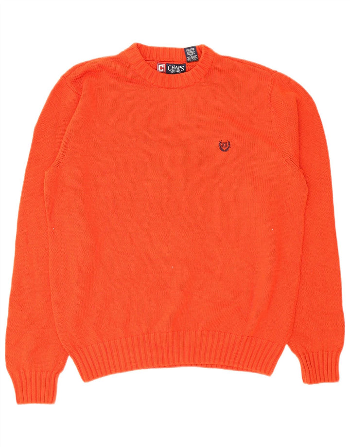 Chaps Mens Crew Neck Jumper Sweater Large Orange Cotton