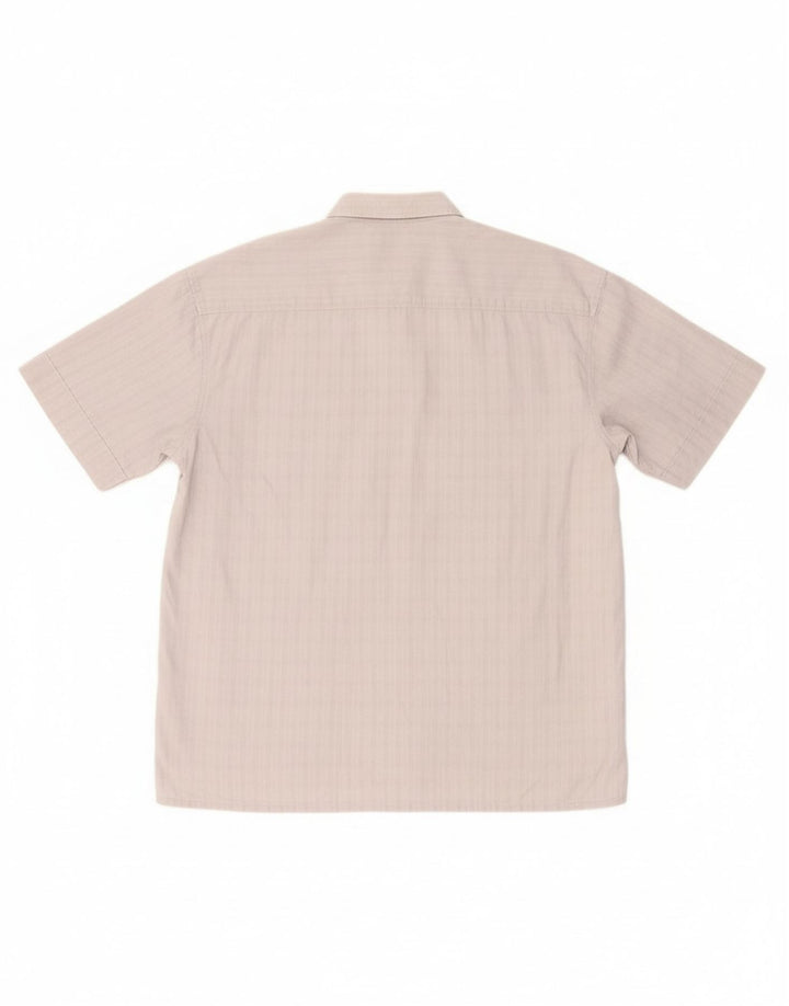 CAMEL ACTIVE Mens Short Sleeve Shirt Large Grey Check Cotton