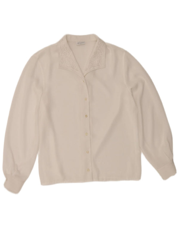 Vintage Womens Shirt Blouse EU 40 Medium White Polyester