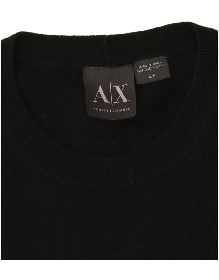 ARMANI EXCHANGE Mens Crew Neck Jumper Sweater UK 10 Small Black