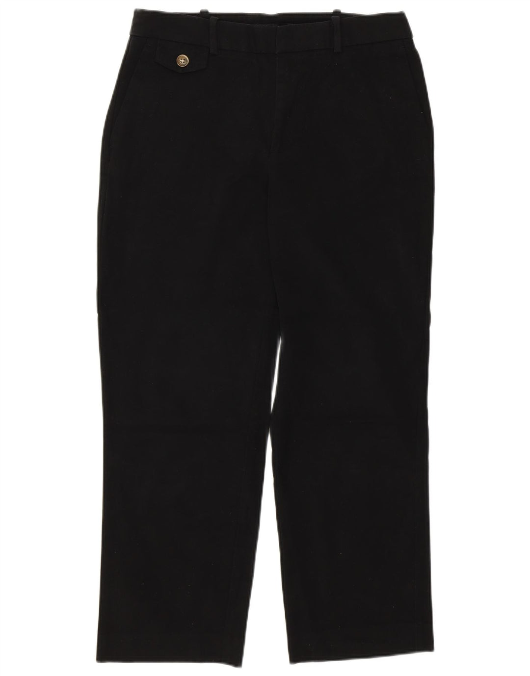 Zara Womens Straight Cropped Trousers Medium W28 L26 Black Cotton