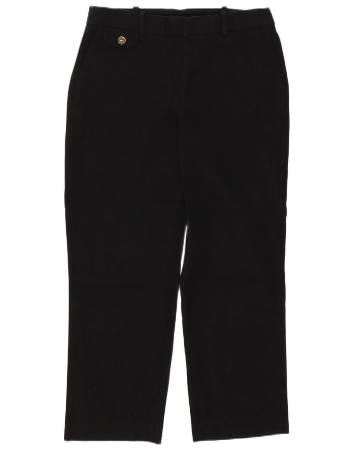 Zara Womens Straight Cropped Trousers Medium W28 L26 Black Cotton