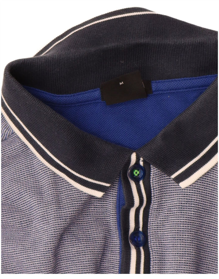Hugo Boss Mens Regular Fit Polo Shirt Medium Blue Pinstripe Cotton
