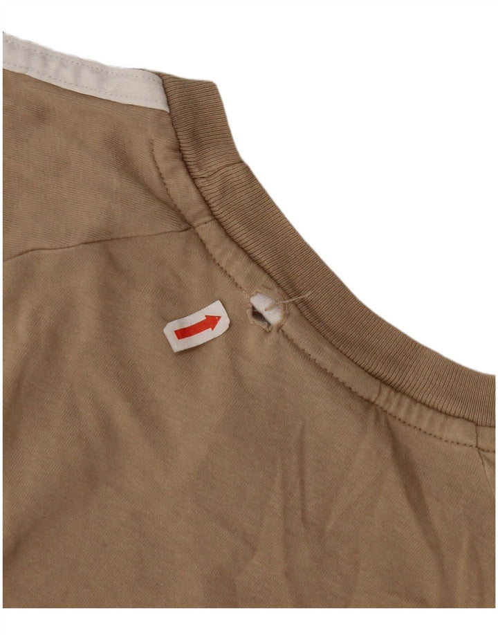 ADIDAS Womens T-Shirt Top UK 12 Medium Beige Cotton