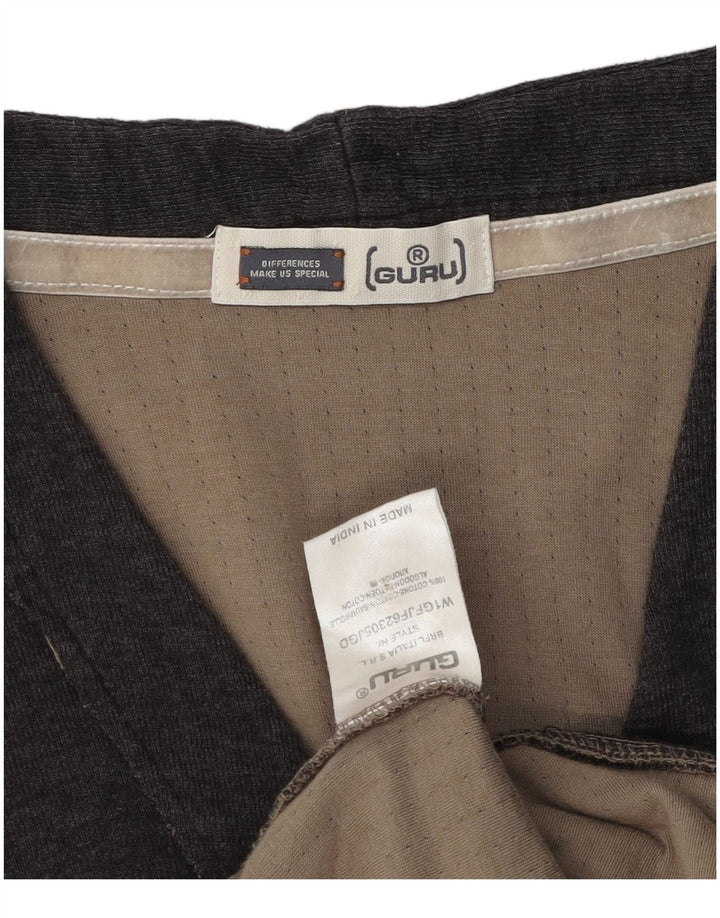Guru Mens Cardigan Sweater Small Grey Cotton