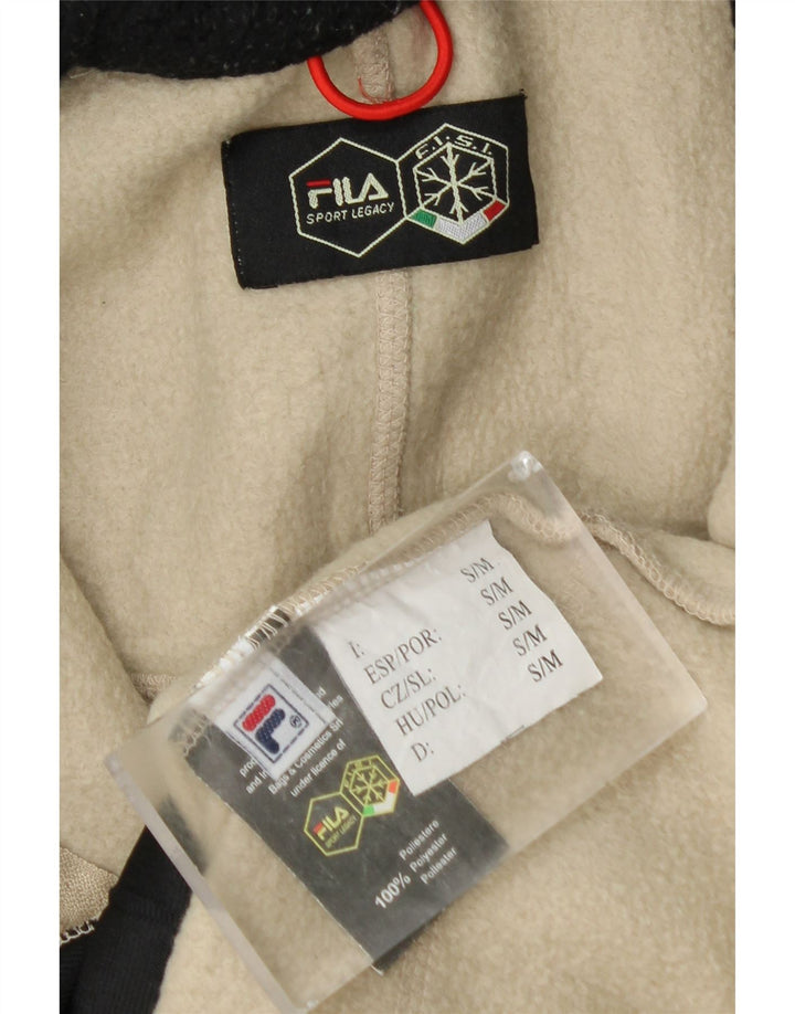 FILA Mens Fleece Jacket UK 36 Small Beige Colourblock Polyester