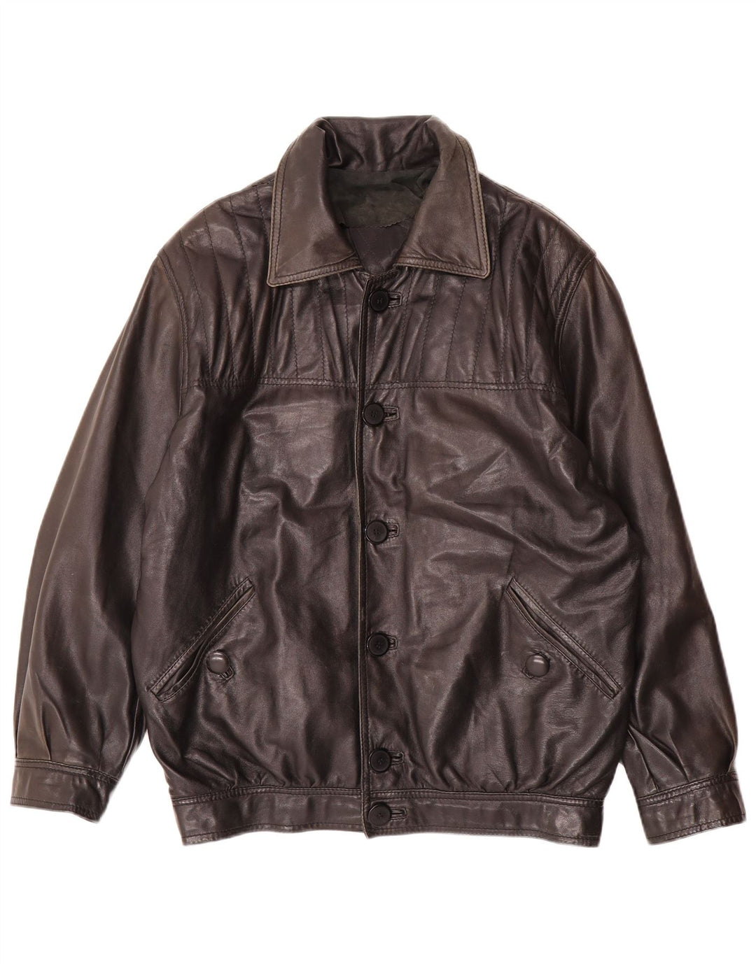 VINTAGE Mens Leather Jacket UK 40 Large Black Leather