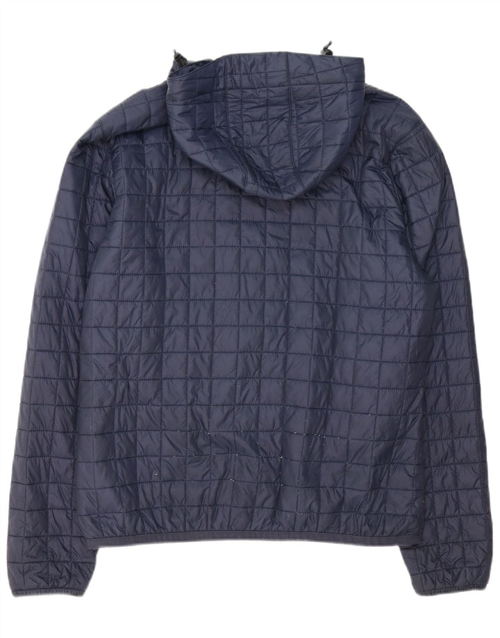 K-Way Mens Hooded Padded Jacket UK 40 Large Navy Blue Polyamide