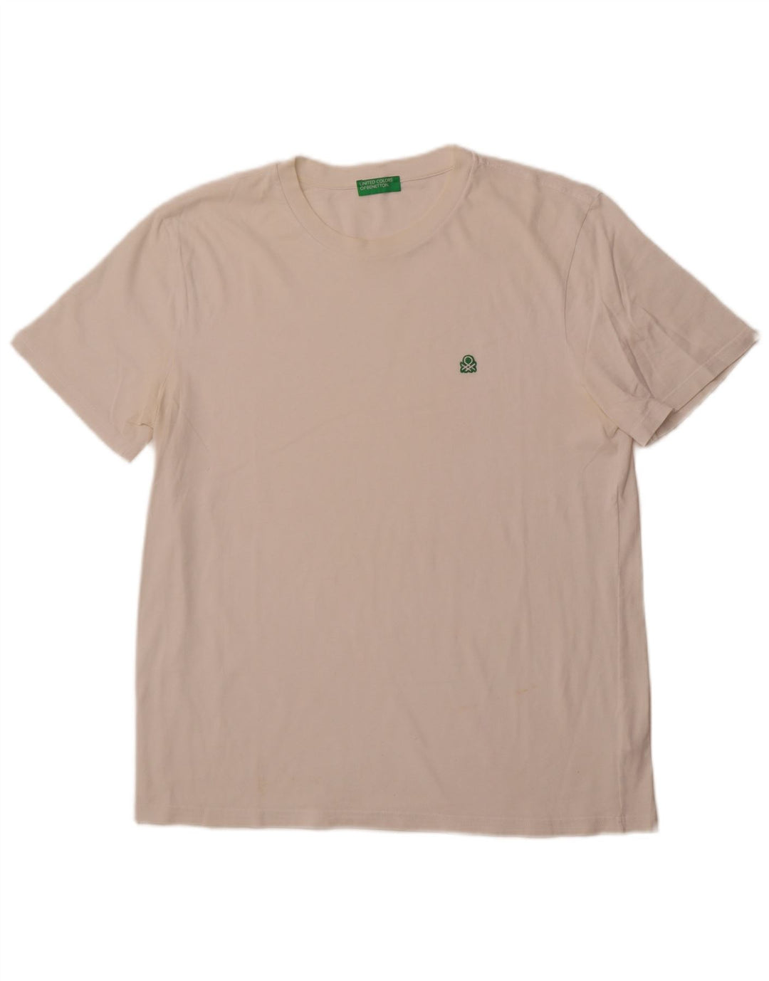 BENETTON Mens T-Shirt Top Large White Cotton