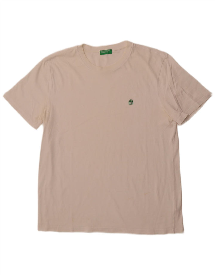 BENETTON Mens T-Shirt Top Large White Cotton