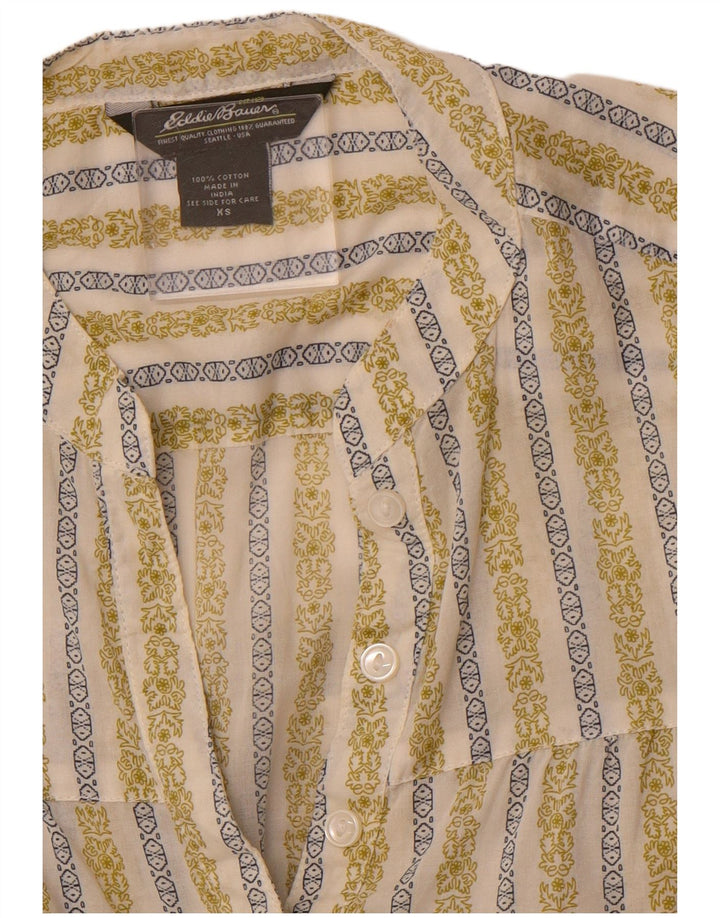 Eddie Bauer Womens Shirt UK 6 XS Green Floral Cotton