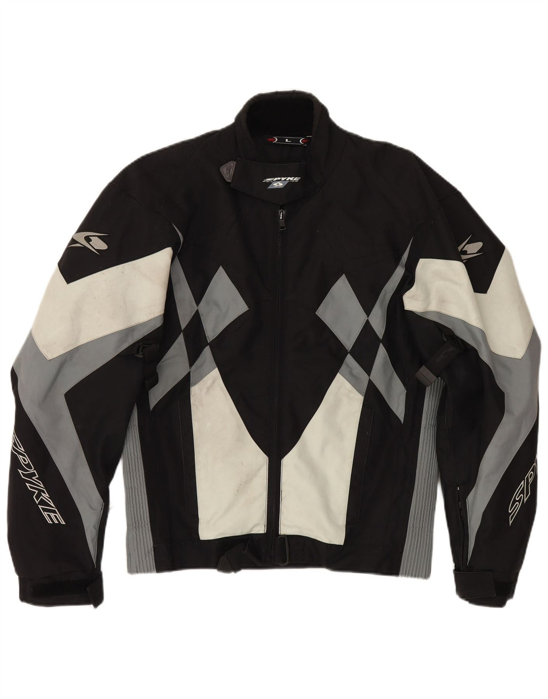 Spyke Mens Graphic Bomber Jacket UK 40 Large Black Colourblock Biker