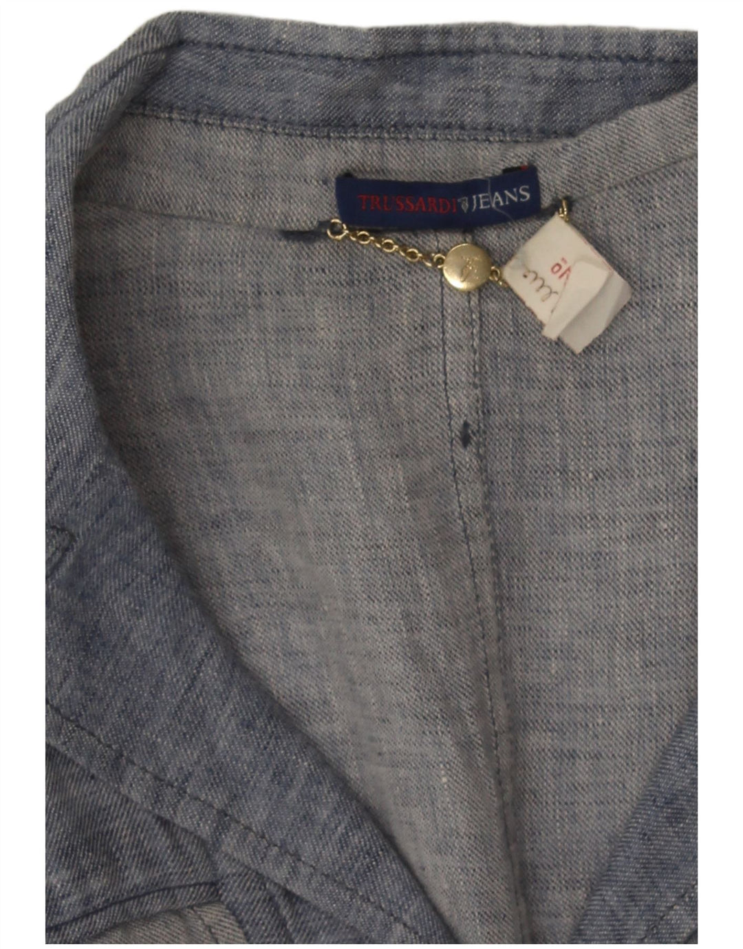 Trussardi Jeans Womens 3 Button Denim Blazer Jacket UK 10 Small Blue