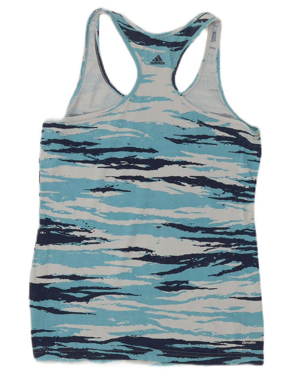 Adidas Womens Climalite Graphic Vest Top UK 12/14 Medium Blue Camouflage