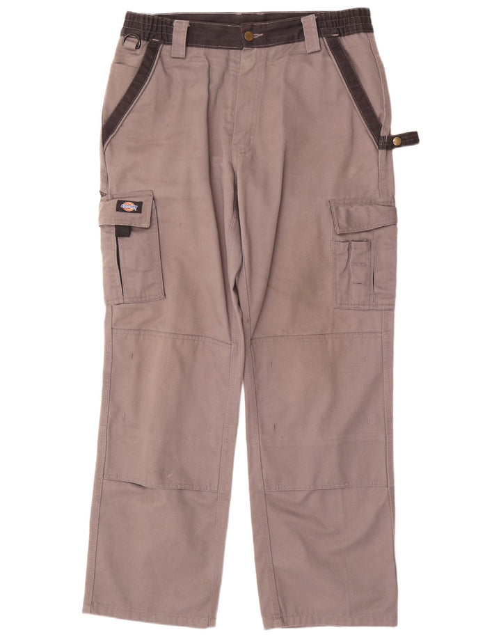Dickies Mens Straight Cargo Trousers W34 L31 Grey Polyester