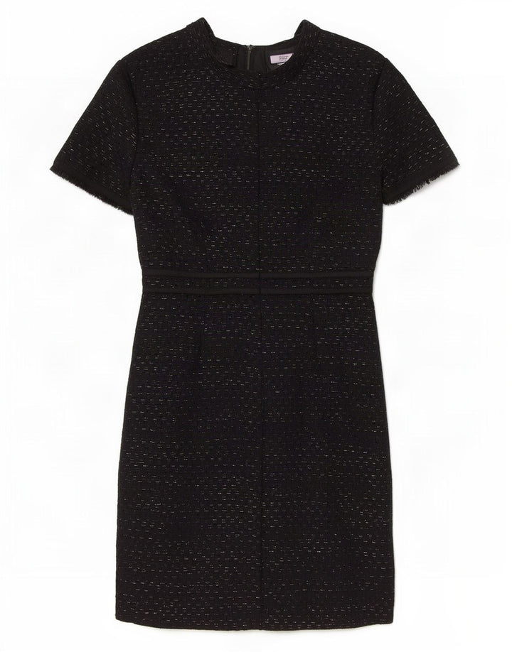 Reiss Womens A-Line Dress UK 8 Small Black Striped Polyester