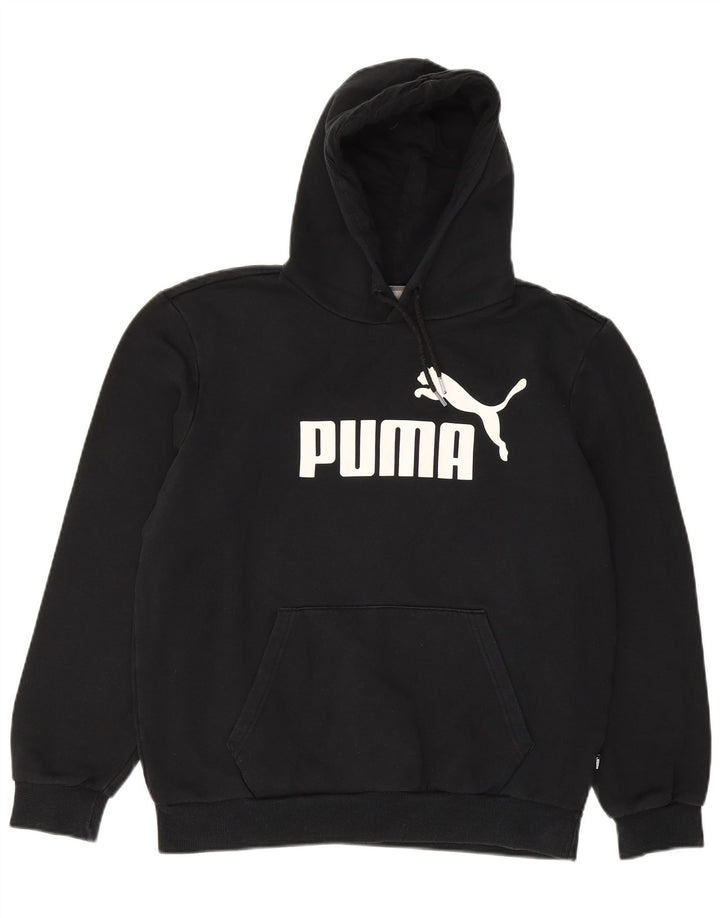 PUMA Mens Graphic Hoodie Jumper Medium Black Cotton