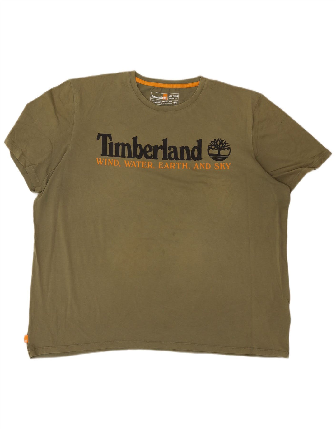 TIMBERLAND Mens Regular Fit Graphic T-Shirt Top 3XL Khaki Cotton