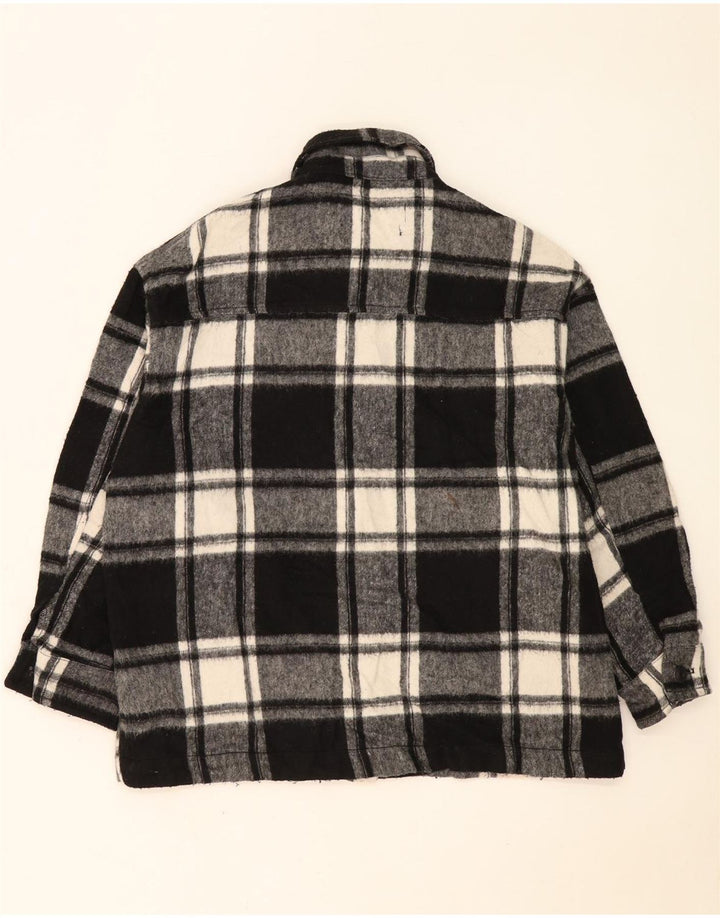 Zara Womens Oversized Utility Jacket UK 10 Small Black Check Acrylic