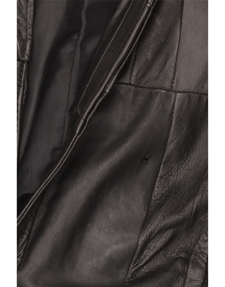 VINTAGE Mens Leather Gilet UK 38 Medium Black Patchwork