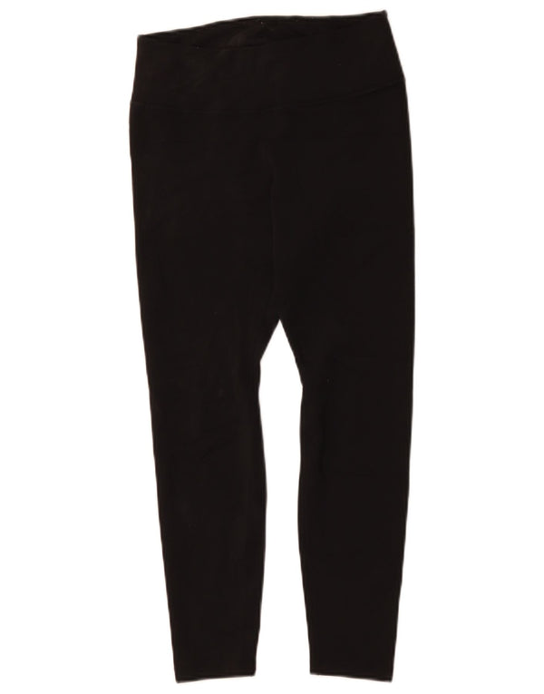 NIKE Womens Dri Fit Graphic Capri Leggings UK 12 Medium Black Polyester