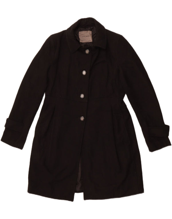 ZARA Womens Overcoat UK 14 Large Black Wool