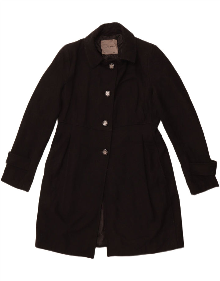 ZARA Womens Overcoat UK 14 Large Black Wool