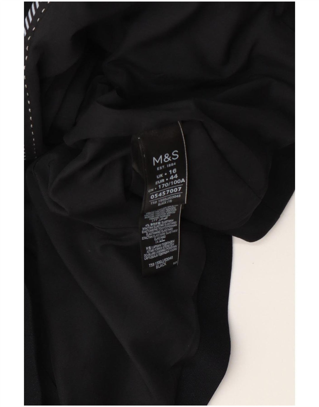 Marks & Spencer Womens Crop 2 Button Blazer Jacket UK 16 Large Black
