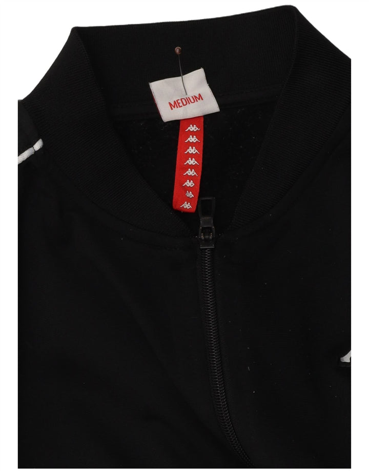 Kappa Womens Graphic Crop Tracksuit Top Jacket UK 14 Medium Black Polyester