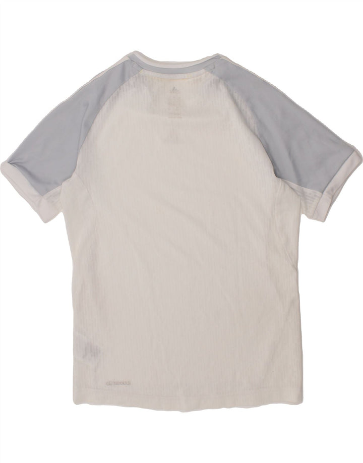 ADIDAS Boys Climacool T-Shirt Top 9-10 Years White Colourblock Polyester Vintage Adidas and Second-Hand Adidas from Messina Hembry 