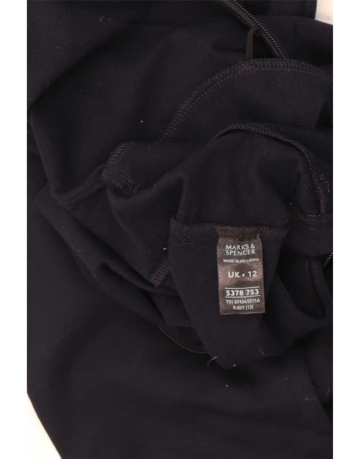 Marks & Spencer Womens Tracksuit Top Jacket UK 12 Medium Navy Blue Cotton