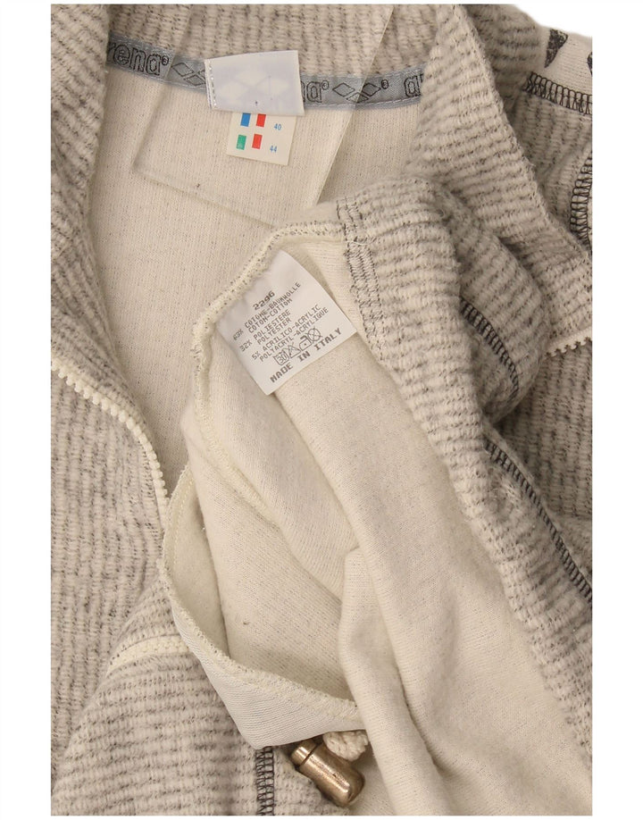 Arena Womens Graphic Tracksuit Top Jacket IT 44 Medium Grey Cotton