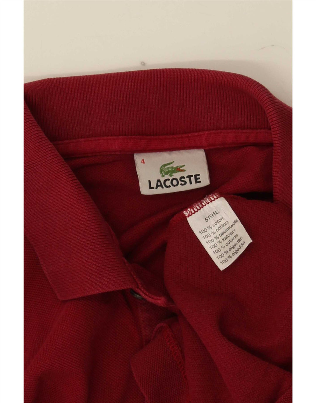 Lacoste Mens Polo Shirt Size 4 Medium Red Cotton