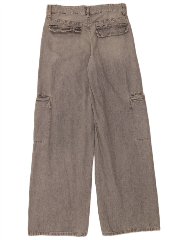 ZARA Womens Cargo Wide Leg Jeans EU 40 Medium W30 L34 Grey Cotton