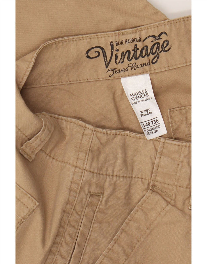 Marks & Spencer Mens Blue Harbour Cargo Bermuda Shorts W34 Large Beige