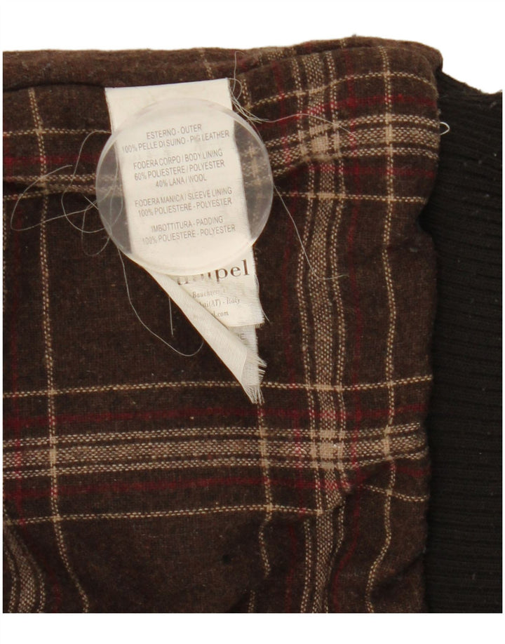 Conbipel Mens Hooded Leather Jacket IT 50 Medium Brown Leather