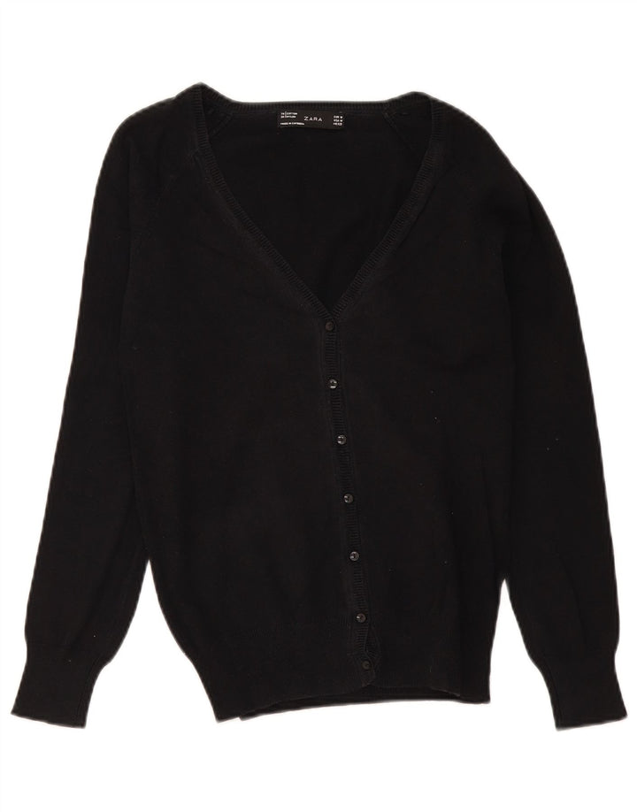 Marks & Spencer Womens Cardigan Sweater UK 12 Medium Black Cotton