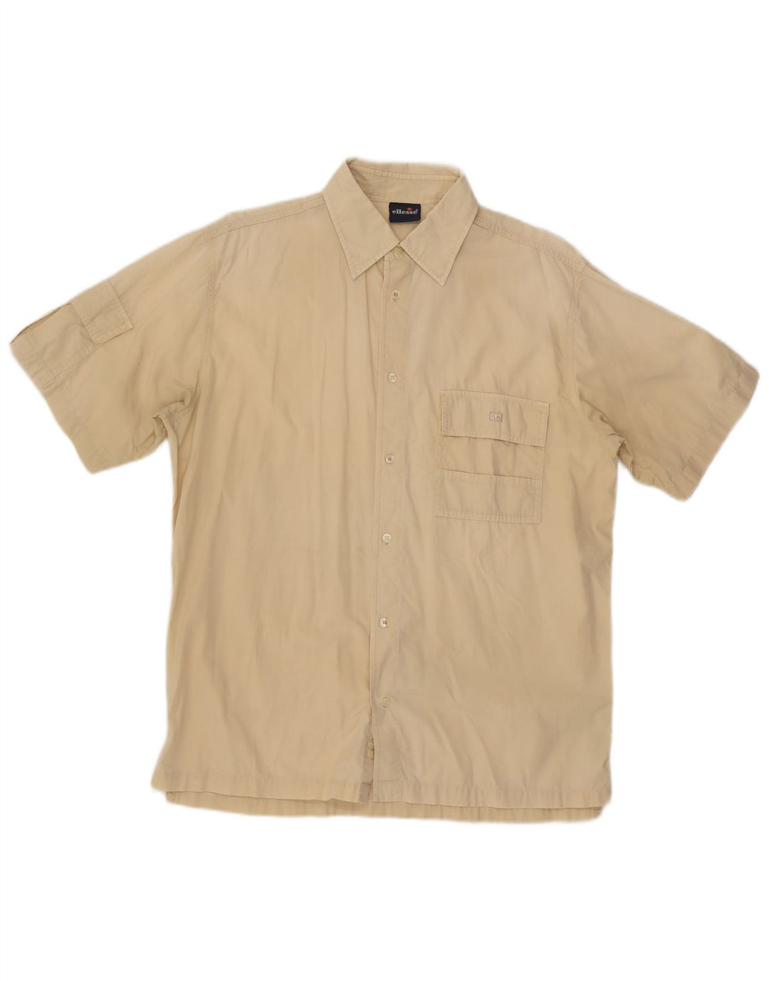 Ellesse Mens Short Sleeve Shirt Large Beige Cotton
