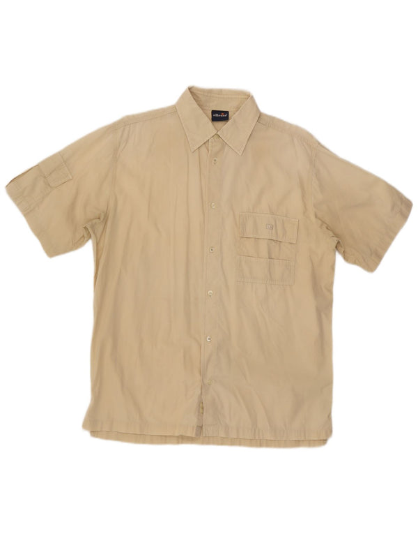 Ellesse Mens Short Sleeve Shirt Large Beige Cotton